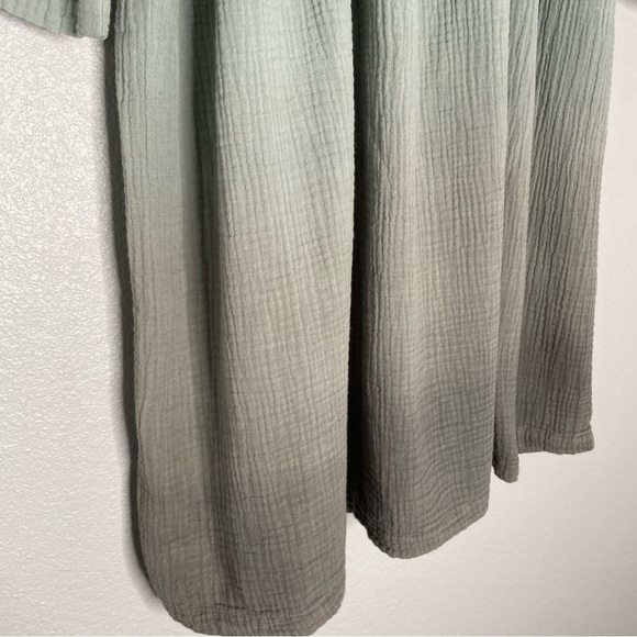 “Kids On The Moon” Green Watercolour Ombré Gauze Cotton Girls Dress - Picture 8 of 10